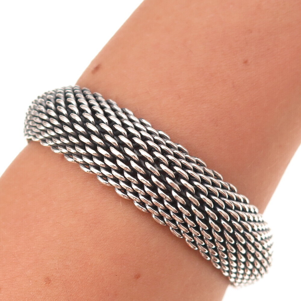 Tiffany & Co. 925 Sterling Silver Vintage Somerset Mesh Bracelet 8"